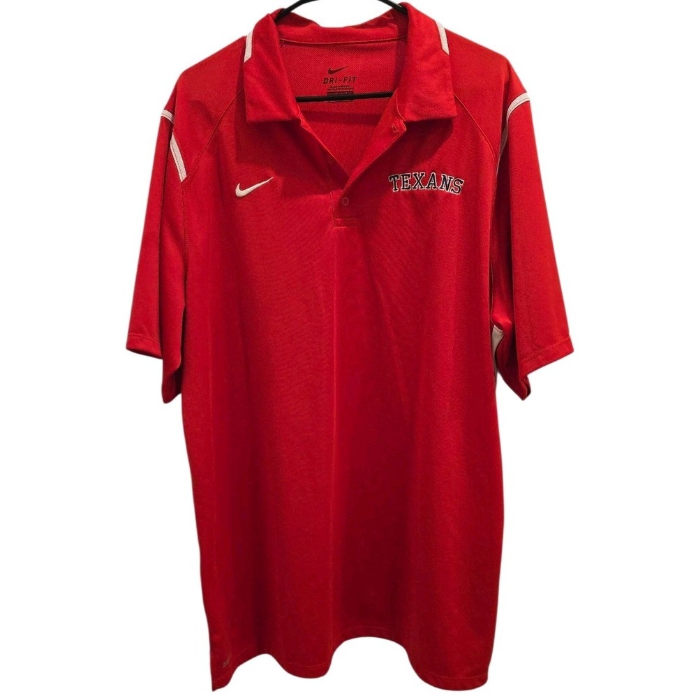 Nike Dri-Fit Red SZ XL Men's Short Sleeve Polo Shirtโ Team NFL Football Texans